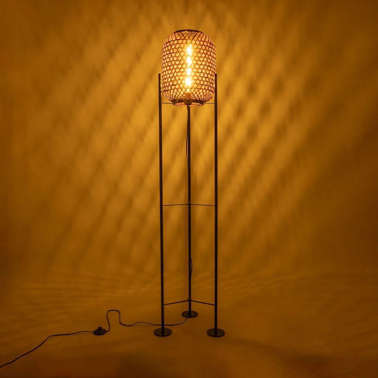 GloboStar Curacao Stehleuchte H165xB30cm. mit Fassung für Lampe E27 Schwarz