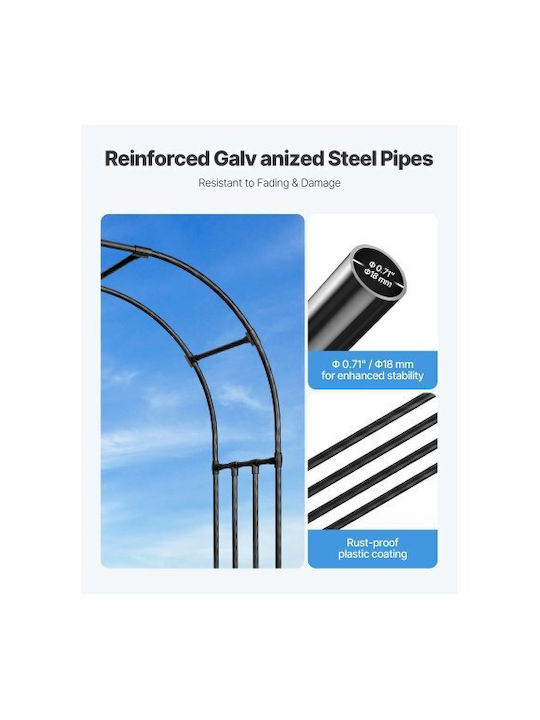 Garden Arch from Metal in Black Color 98.5x250x94.5cm