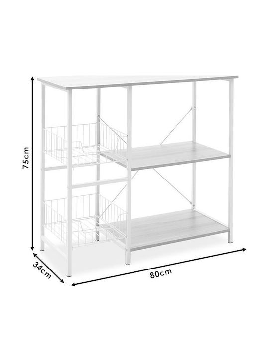 Pakketo Noon Wooden Kitchen Rack 4 Tiers White 80x34x75cm