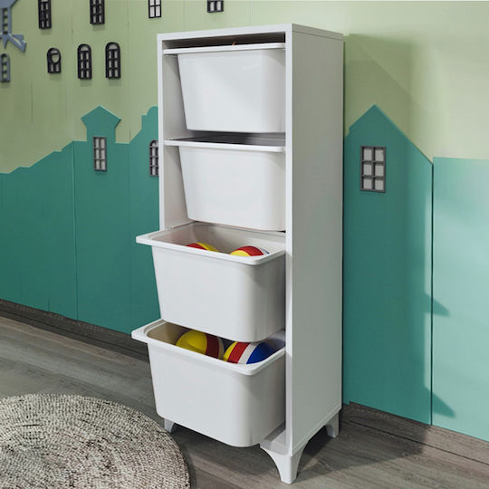 Storage Drawers Kayra I Made of Plastic & Wood with 4 Drawers L45.3xW29.7xH116.3cm
