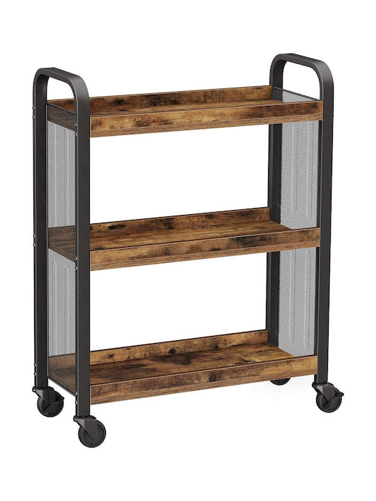 Vasagle Wooden Kitchen Trolley 3 Tiers Brown 66x26x85cm