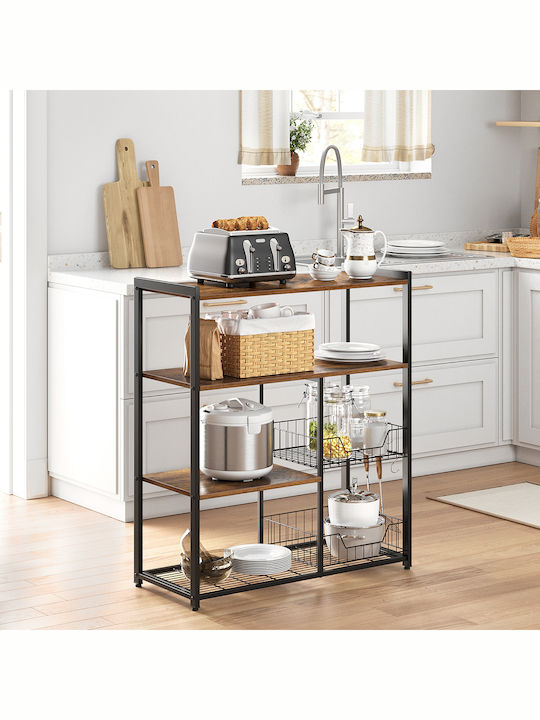Vasagle Metal Kitchen Rack 4 Tiers Brown 80x35x95cm