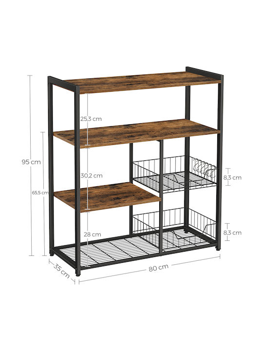 Vasagle Metal Kitchen Rack 4 Tiers Brown 80x35x95cm