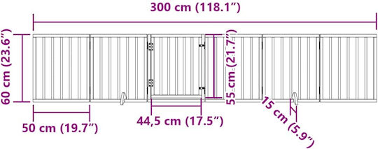 Vidaxl Dog Gate Foldable 6 Panels 300cm Poplar Wood White