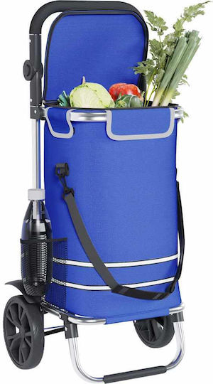 Stoff Einkaufswagen Klappbar Blau 21x21x100.5cm