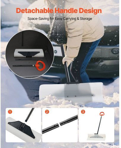 Vevor Plastic Snow Pusher Shovel 24in Heavy Duty Winter Snow Plow Driveway