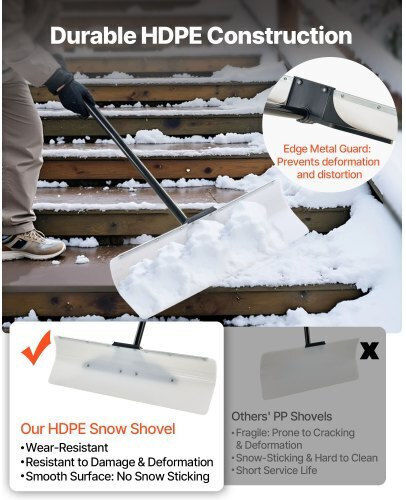 Vevor Plastic Snow Pusher Shovel 30in Heavy Duty Winter Snow Plow Driveway