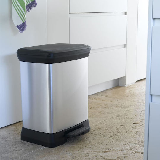 Curver Recycling Waste Bin Plastic with Pedal Silver 30lt