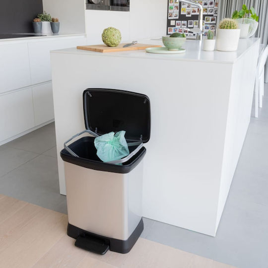 Curver Recycling Waste Bin Plastic with Pedal Silver 30lt