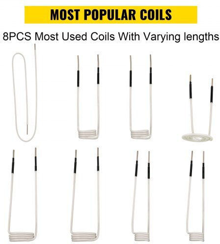 Vevor Induction Heater Coil Kit 8pcs Most Used Induction Heater Coils Varying Lengths Heat Resistant Induction Heater Tool Flexibility Long Lifespan Removing Rusty Bolts Nuts
