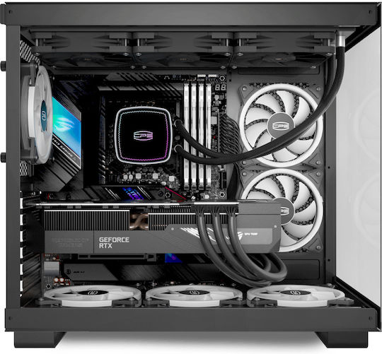 PCCOOLER C3 T500 Геймърско бюро Midi Tower Компютърна кутия със страничен прозорец и ARGB осветление Черен