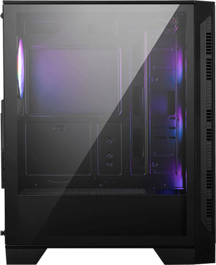 MSI MAG Forge 121A B75 PCIE5 Геймърско бюро Midi Tower Компютърна кутия със страничен прозорец и RGB осветление Черен