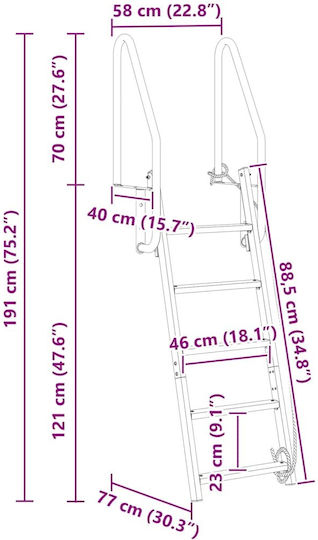 vidaXL 5 Steps Folding Boat Ladder