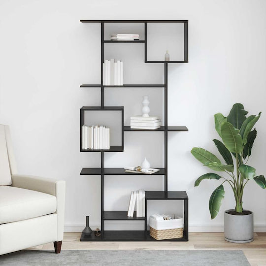 Kids Wooden Bookcase Black 92x29x188cm