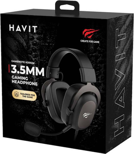 Havit H2002e Over Ear Gaming Headset με σύνδεση 3.5mm Κόκκινο