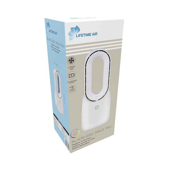 Lifetime Wireless Portable Bladeless Fan Usb-c Led Lighting White 33244 Lifetime