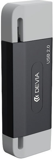 Hub Usb A + Usb C To Sd Tf Devia El239 2 1 Card Reader Smart Μαύρο Devia