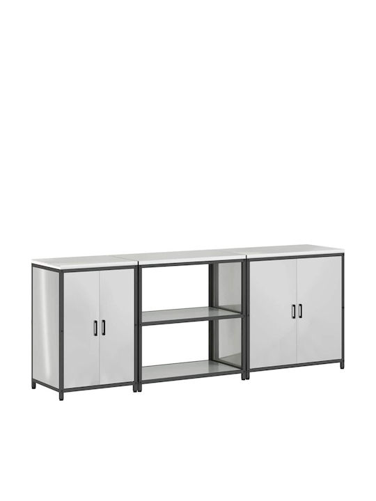 Vidaxl Σετ Αποθήκευσης Κουζίνας Ράφι Άλλο 3 Pcs Ασημί 210 X 50 X 92 Εκ