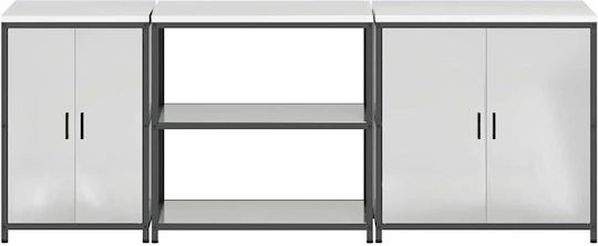 Vidaxl Kitchen Storage Set Rack Other 3 Pcs Silver 210 x 50 x 92 cm