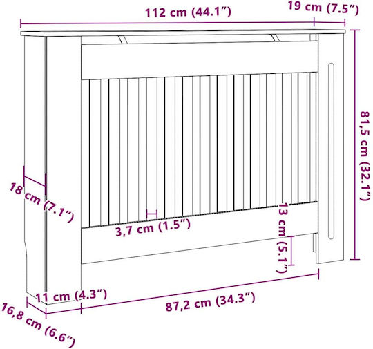 Vidaxl Καπάκι Καλοριφέρ 2 Pcs Καφέ 112 X 19 X 81.5 Cm