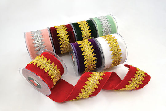 Ribbon Halima Velvet White 10 Cm X 4.5 M White-Gold