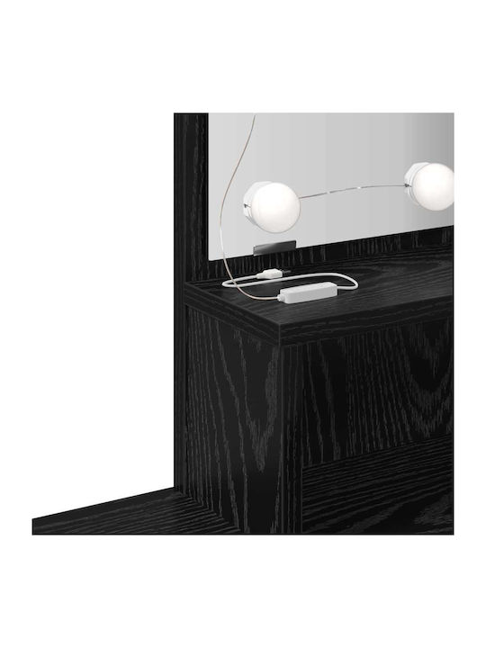 Masă De Toaletă De Podea Din Lemn Stejar Negru Cu Oglindă 86.5x35x136cm
