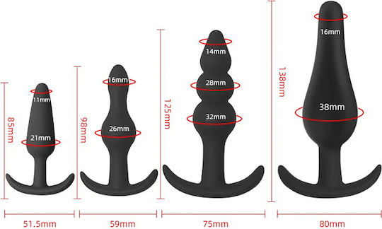 anal plug challenge Smd Anal Challenge Silicone Anal Plug Set T-Bar Multiple Shapes Diverse  Stimulation Set 4 Black
