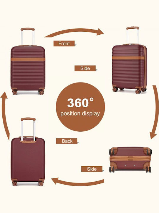 Miss Lulu Μεσαία Βαλίτσα Ταξιδίου Σκληρή Burgundy And Brown με 4 Ρόδες Ύψους 66εκ.