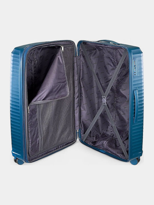 Paulter Hard Blue Travel Suitcases with 4 Wheels Set of 3 Pieces