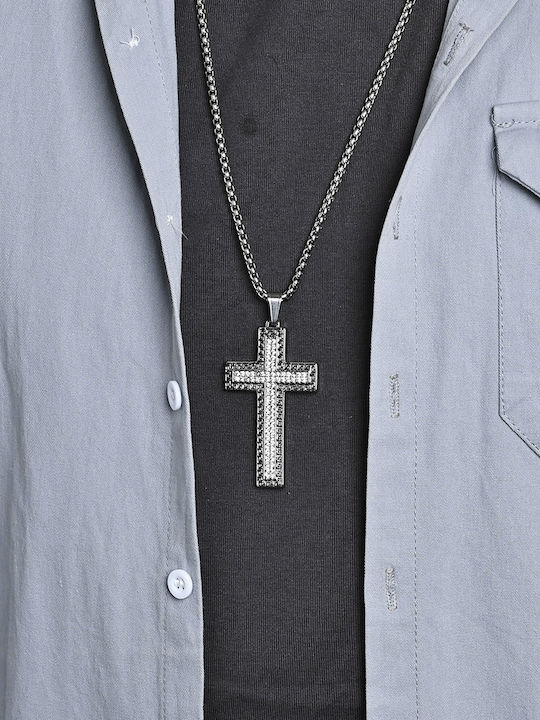 Legend Accessories Ανδρικός Σταυρός από Ατσάλι με Αλυσίδα