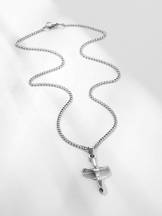 Legend Accessories Men's Cross with the Crucified from Steel with Chain