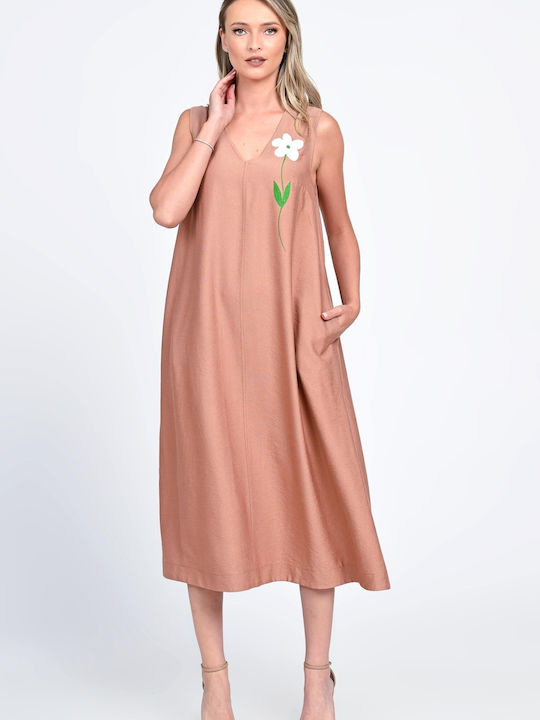 Sommer Midi Damenkleid Beiges
