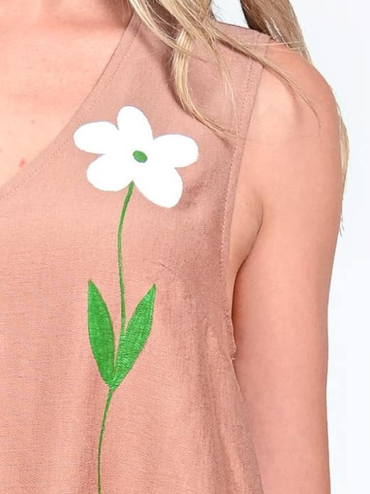 Sommer Midi Damenkleid Beiges
