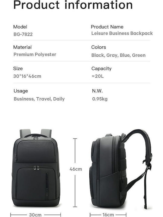 Bange Waterproof Backpack Backpack for 15.6" Laptop Black 7822