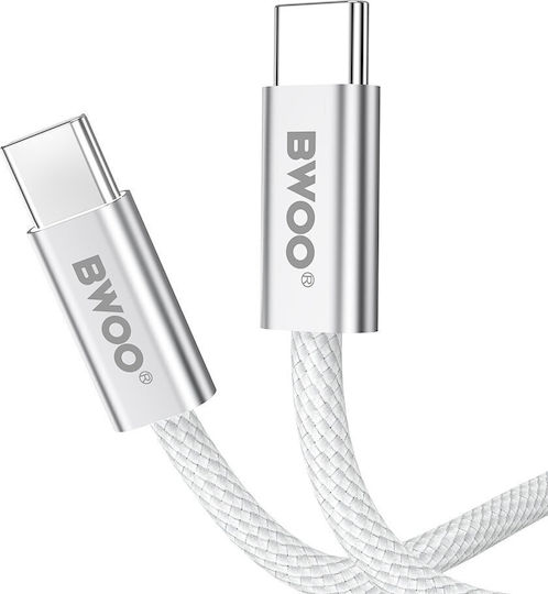 BWOO Braided USB 2.0 Cable USB-C male - USB-C 240W PD Λευκό 1m