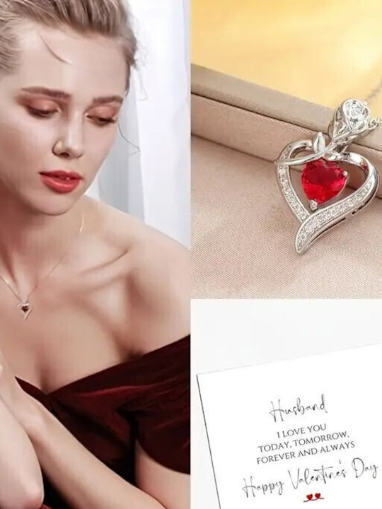 By Queen Κολιέ S925 Flower Love Red