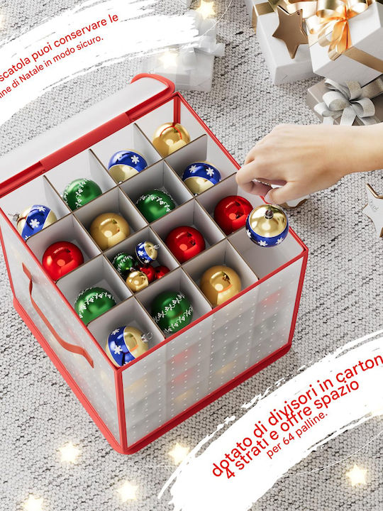 Bakaji Bakaji Christmas Decorations Box Ornament Organizer Capacity 64 Balls
