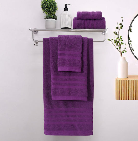 Homeone Handtuch-Set 3 Stück Lila Gewicht 500gr/m²