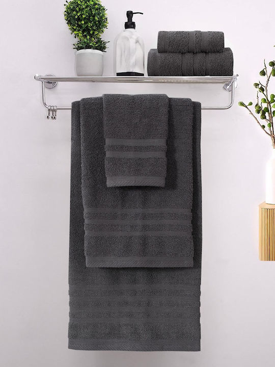Homeone Σετ Πετσέτες Μπάνιου 3τμχ Anthracite Βάρους 500gr/m²