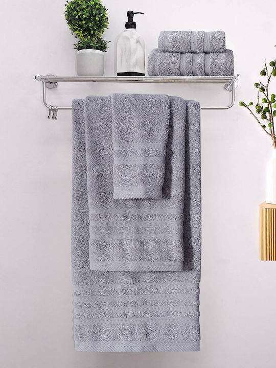 Homeone Σετ Πετσέτες Μπάνιου 3τμχ Grey Βάρους 500gr/m²