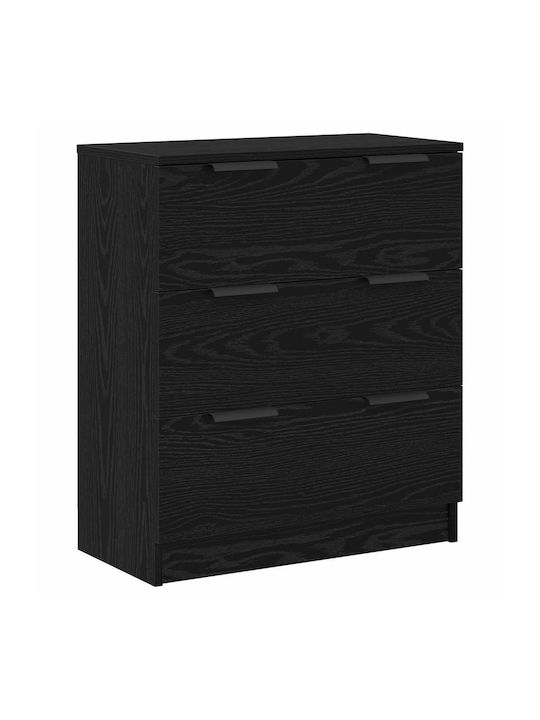 Sideboard Wooden with Drawers Black Oak 121x30x70cm