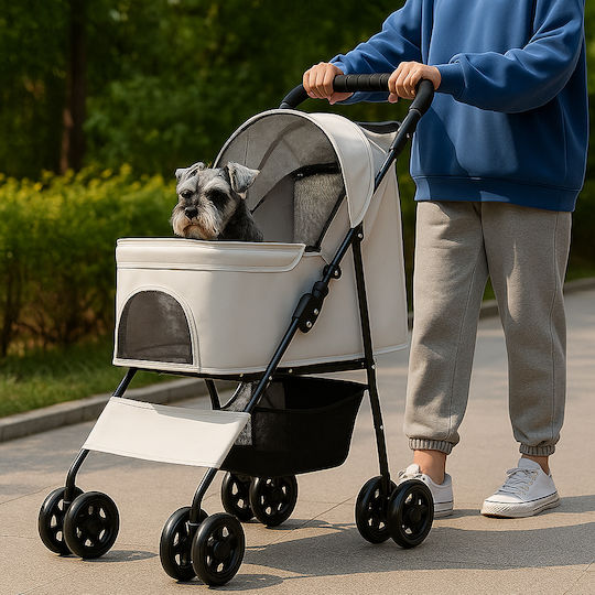 Bakaji Dog/Cat Carrying Gray Stroller for 30kg Pets L100xW65xH50cm