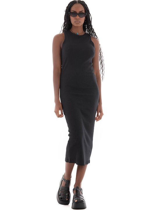 Sommer Midi Damenkleid Schwarz