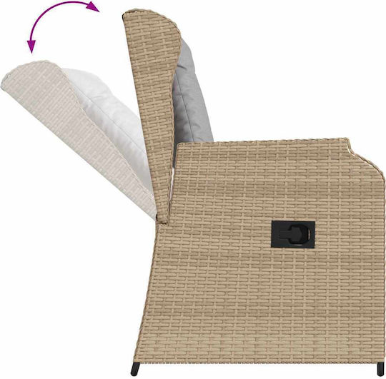 Outdoor Chair Rattan Garden Beige with Cushion 2pcs 55x67x95cm