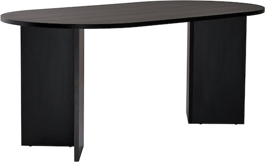 Sablin Овална Маса За Трапезария Дървена Черна 180x89.5x75см