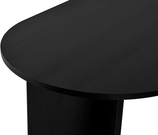 Sablin Овална Маса За Трапезария Дървена Черна 180x89.5x75см