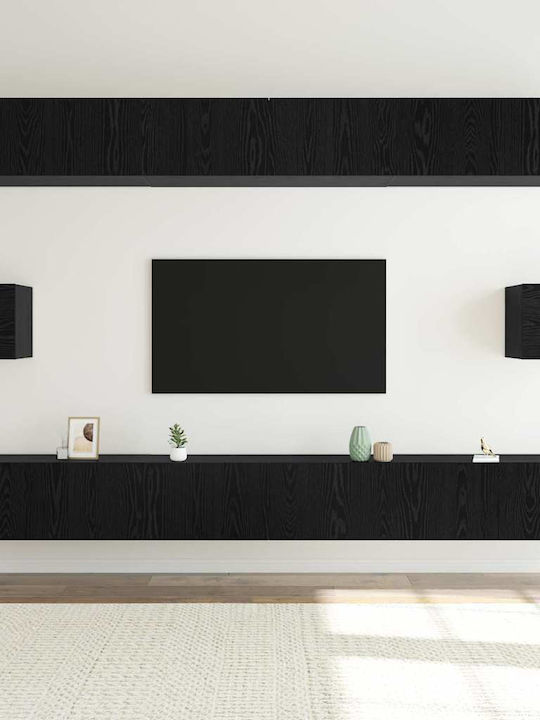 Furniture Living Room TV Unit Black Oak L100xW30xH30cm