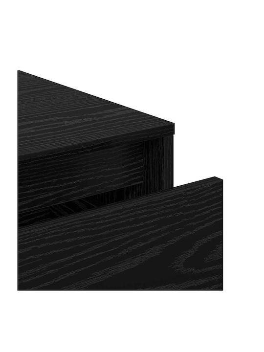 Entry Furniture with Mirror / Hanger & Bench Black Oak 80x31x40cm
