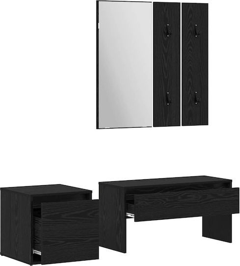 Eingangsmöbel mit Spiegel Black Oak 80x31x40cm