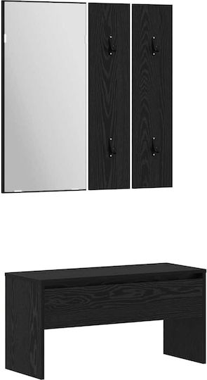 Eingangsmöbel mit Spiegel Black Oak 80x31x40cm